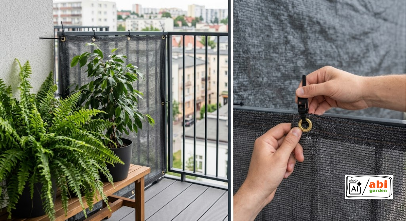 siatka cieniujaca maskująca na balkon taras